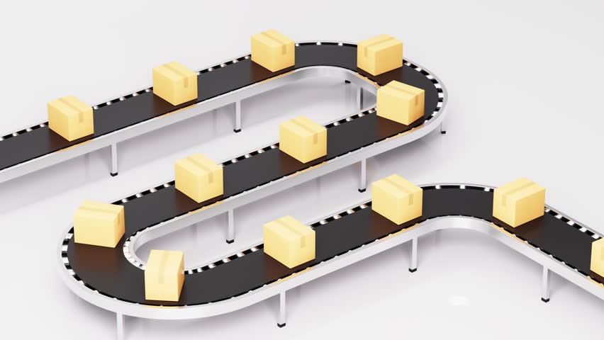 Boxes on the conveyor belt, Logistics transportation concept, 3d rendering. Digital drawing. | Shutterstock HD Video #1099813295