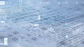 Animation of infographic interface over binary codes and computer language against foggy clouds. Digital composite, multiple exposure, report, business, coding, machine learning and technology. - Powered by Shutterstock - Get 15% off with code: PIKWIZARD15
