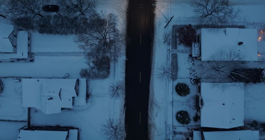 Top Down Aerial Of 2nd St From 24th To Lowry NE Minneapolis MN In Winter Royalty-Free Stock Footage #1099820871