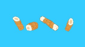 Cute brown kamaboko oden in flat illustration footage video