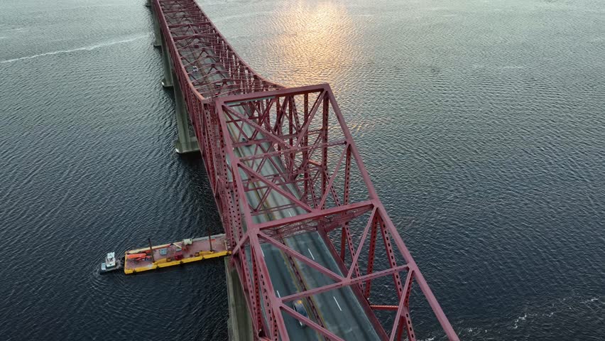 Aerial view of the Mathews Bridge over the St. Johns River.