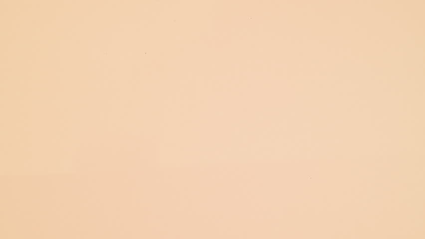 6k Coffee beans shape making on pastel orange background. Flat lay. Stop motion