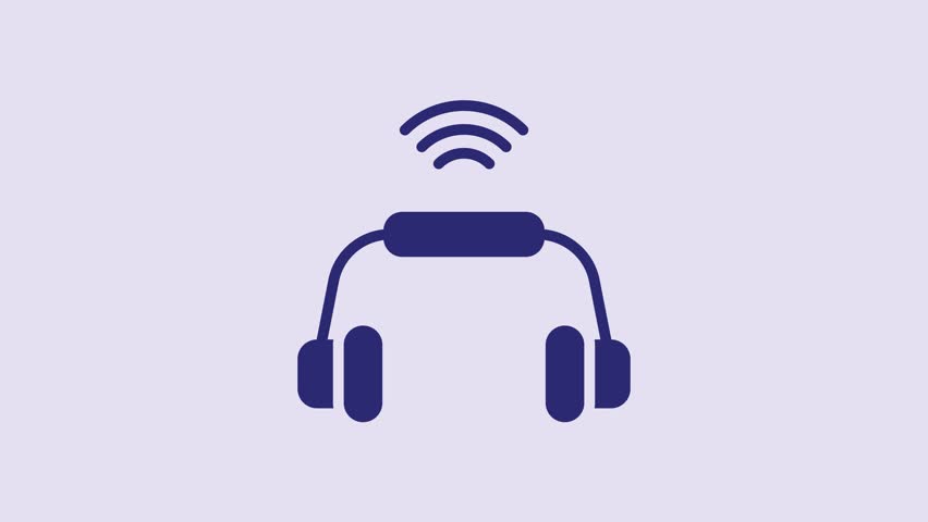 Blue Smart headphones system icon isolated on purple background. Internet of things concept with wireless connection. 4K Video motion graphic animation. | Shutterstock HD Video #1099825455