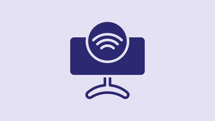 Blue Smart Tv system icon isolated on purple background. Television sign. Internet of things concept with wireless connection. 4K Video motion graphic animation. | Shutterstock HD Video #1099825477