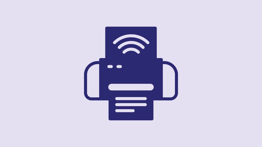 Blue Smart printer system icon isolated on purple background. Internet of things concept with wireless connection. 4K Video motion graphic animation. | Shutterstock HD Video #1099825517