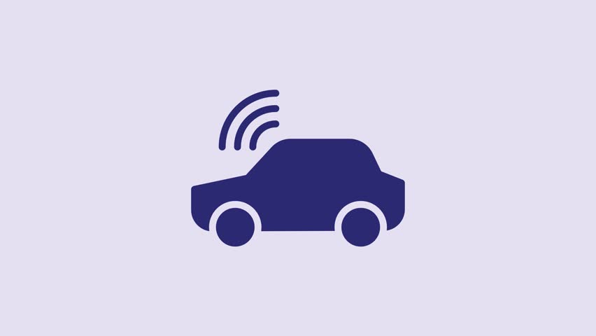 Blue Smart car system with wireless connection icon isolated on purple background. Remote car control. 4K Video motion graphic animation. | Shutterstock HD Video #1099825585