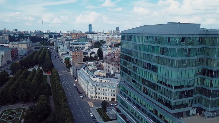 Aerial panoramic view of the center of Moscow | Shutterstock HD Video #1099828147