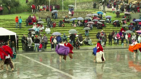 Ingapirca Ecuador - 20 June 2015: Quechua Peasants Dancing For Inti Raymi Festival Of The Sun In Ingapirca On June 20 2015