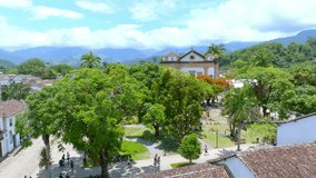Paraty, rio de Janeiro, RJ, Brazil, panoramic view, drone footage, and Mountain Brazilian culture, old church, historic city, old church