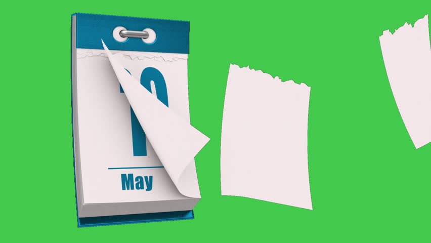 May month flipped calendar page for  from date with green screen background. 4k. Royalty-Free Stock Footage #1099858217