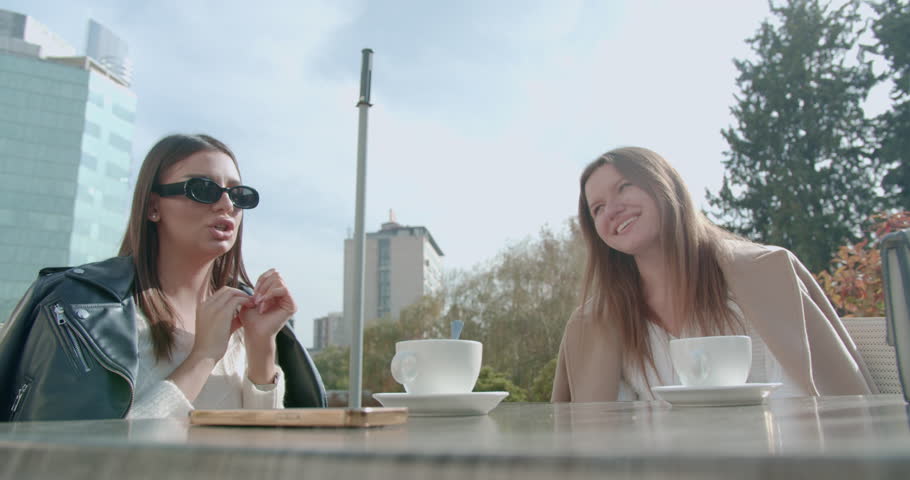 Girl relaxing after shopping over a coffee