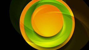 Green and orange shiny glossy circles abstract geometry motion background. Seamless looping. Video animation Ultra HD 4K 3840x2160