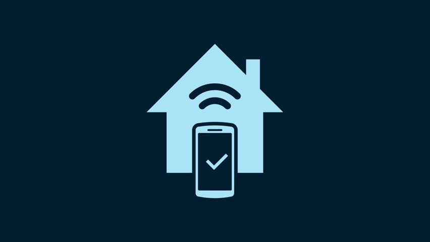 White Smart home - remote control system icon isolated on blue background. 4K Video motion graphic animation. | Shutterstock HD Video #1099864687