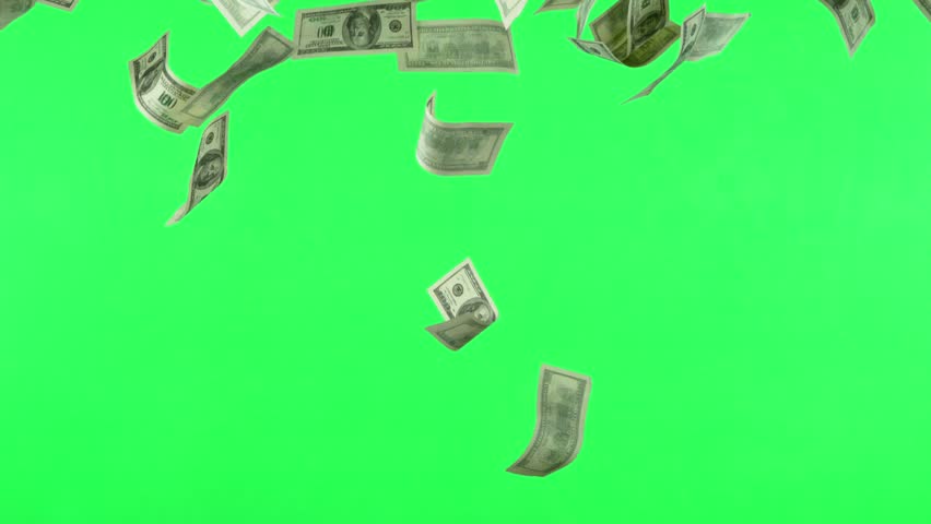 Super slow motion of flying US dollars banknotes on green background. Filmed on high speed cinema camera, 1000fps. Isolated on green screen, ready for background change. Royalty-Free Stock Footage #1099866269