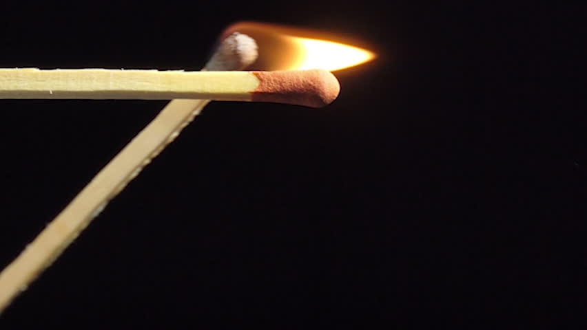 Vertical Screen: Super Slow Motion Macro Shot of Igniting Match against Black Background | Shutterstock HD Video #1099872117