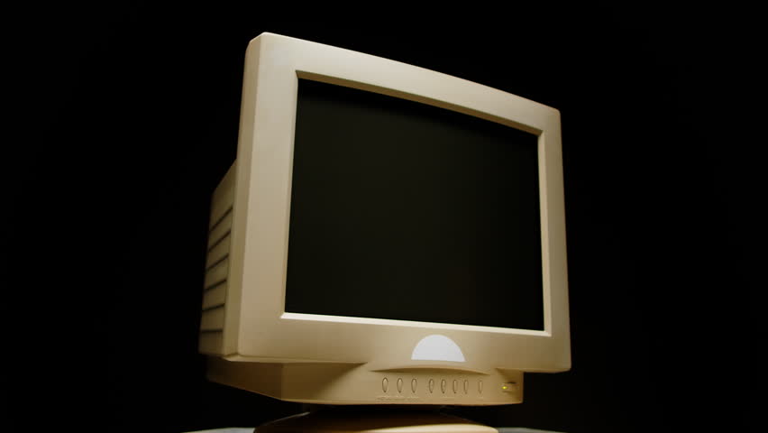 Retro pc with loading code console, programmer making scripts, green basic screen, Old computer studio close-up, Desktop vintage retro wave display, late 90s PC.