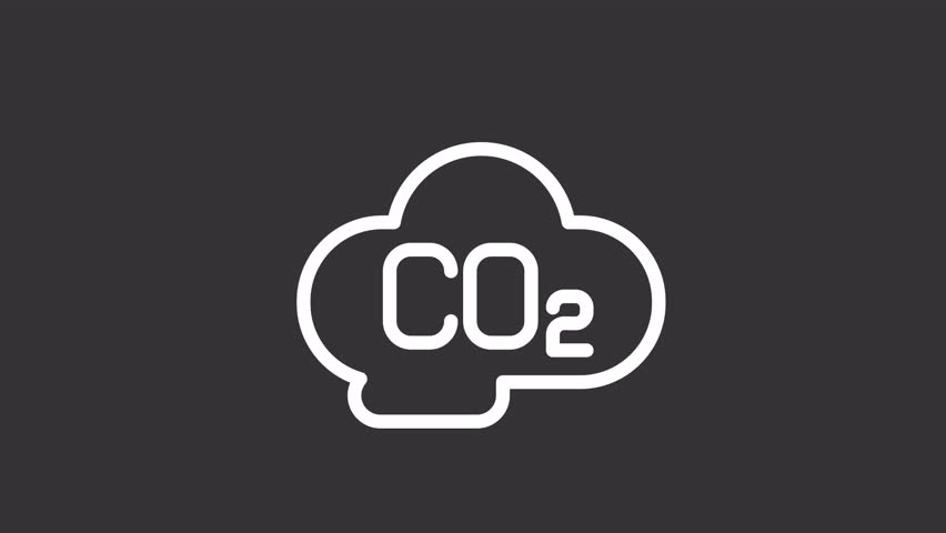Animated carbon white line icon. Atmosphere contamination. Ecological crisis. Global warming. Seamless loop HD video with alpha channel on transparent background. Motion graphic design for night mode