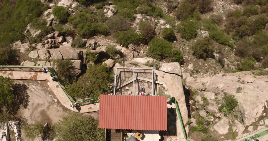 Drone of a zip line in the highlands of Copper Canyon, Chihuahua.