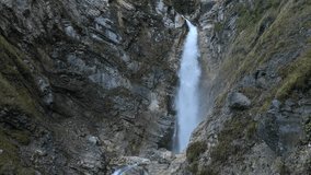 Powerful Waterfall Martuljek in Julian Alps Slovenia