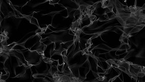 Abstract looped gray smoke transparent with waves on a black background. Video 4k