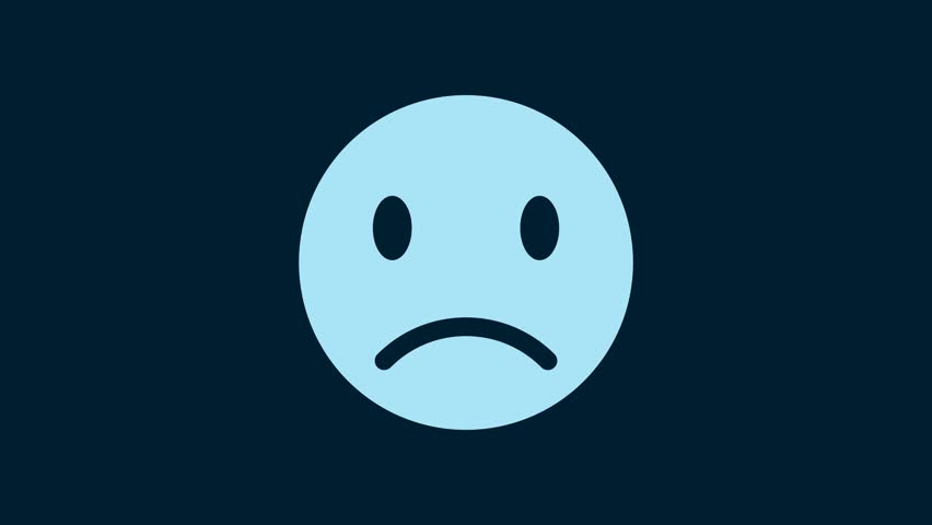 White Sad smile icon isolated on blue background. Emoticon face. 4K Video motion graphic animation. | Shutterstock HD Video #1099913737