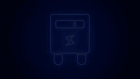 Glowing neon line Electric meter icon isolated on black background. 4K Video motion graphic animation.