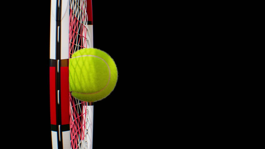 Tennis Serve in Slow Motion Close-up Green Screen. Racket Hitting Tennis Ball 3d Animation Isolated on Black and Blue Backgrounds. Sport Concept 4k UHD 3840x2160. - Powered by Shutterstock - Get 15% off with code: PIKWIZARD15