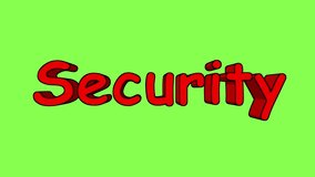 Security. Text. 3d video animation. Background with green chroma key background video 4k looped new