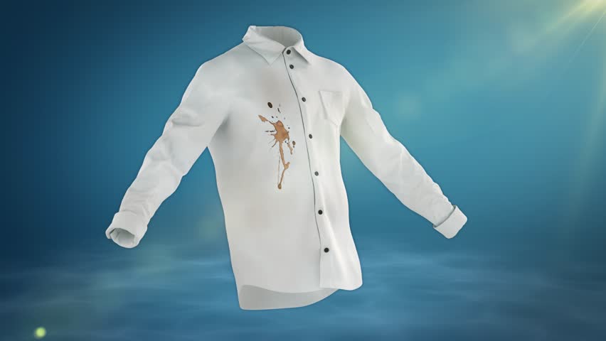 Stain remove from colth animation 4k render. 3d animation of cloth washing and whitening process. Gradient blue water bubbles fly around the t shirt and clean the fibers. Royalty-Free Stock Footage #1099918735