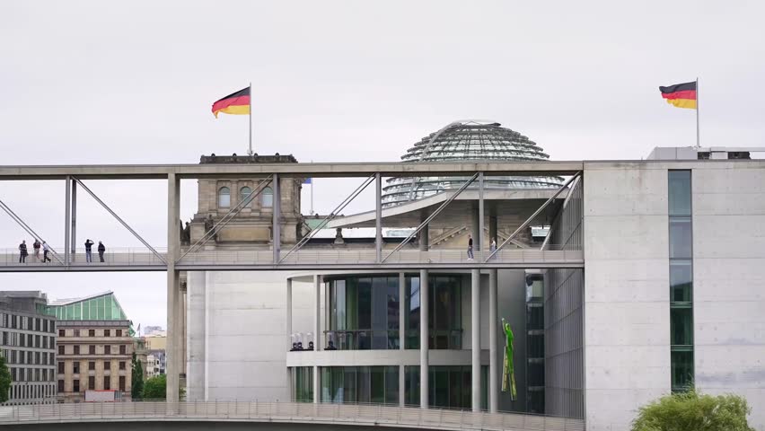 German parliament Reichstag building in Berlin. Bundestag national landmark. Popular landmark, historic tourism destination in Germany.