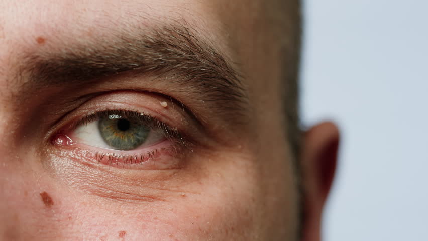 Middle aged Man Eye Human Macro Shot, close up of male eyes. | Shutterstock HD Video #1099925949