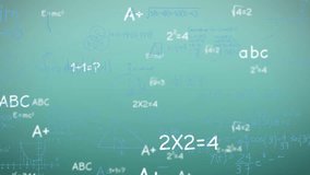 Animation of mathematical equations and formulas against green background. Education and business data technology concept - Powered by Shutterstock - Get 15% off with code: PIKWIZARD15
