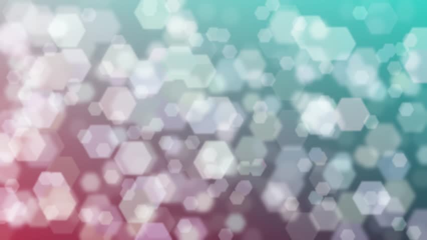 Motion graphics. Beautiful harmonic colored abstract bachground with hexagon shaped bokeh pattern