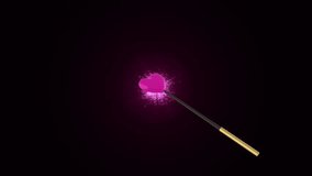 Valentine’s Heart magic wand, animated pink sparkles burst transition, with luma matte, on black background. - Powered by Shutterstock - Get 15% off with code: PIKWIZARD15