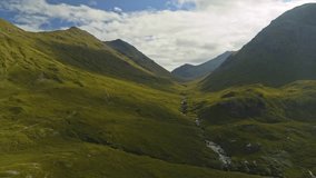Scenic aerial view of mountains in scottish highlands, glencoe, scotland