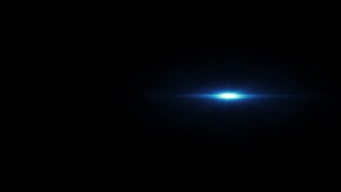 Abstract blue optical lens flares light streaks shine ray moving from left to right side animation on black background. 4K seamless dynamic kinetic bright star illustration flash light rays effect : vidéo de stock