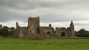 Panning shot of ruins of hore abbey, cashel, tipperary, ireland