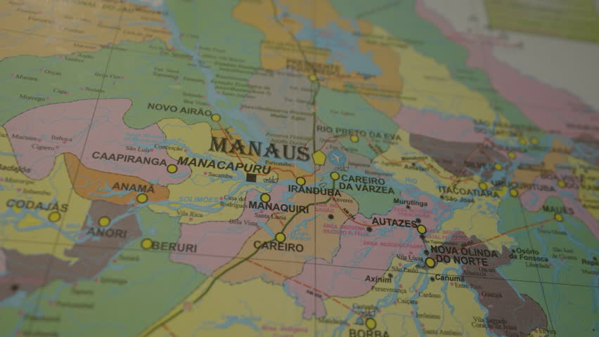 Full Frame Of Map Of Manaus City In Brazil