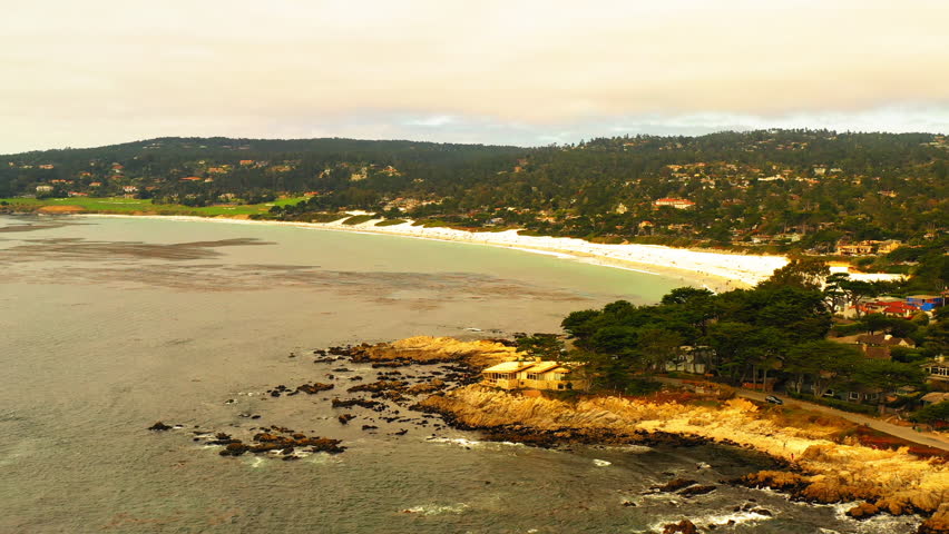 Aerial Shot Of Residential Houses By Sea And Beach Under Sky - San Francisco, California