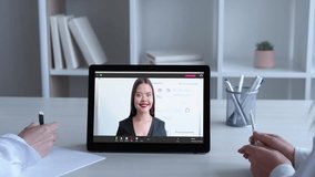 Online presentation. Video call. Professional telecommuting. Female business colleagues working on statistics analysis using tablet at virtual office. - Powered by Shutterstock - Get 15% off with code: PIKWIZARD15