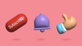 3D Animated Content Creator Icon, Subscribe, Likes and Notification Button. Suitable for call to action scene.  - Powered by Shutterstock - Get 15% off with code: PIKWIZARD15