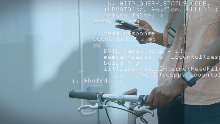Animation of globe and data processing over man using smartphone. Global finances, business, connections and data processing concept digitally generated video.