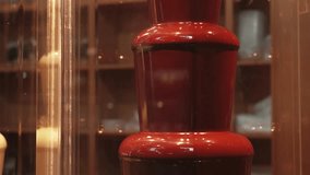 Close up video of Chocolate Fountain in showroom