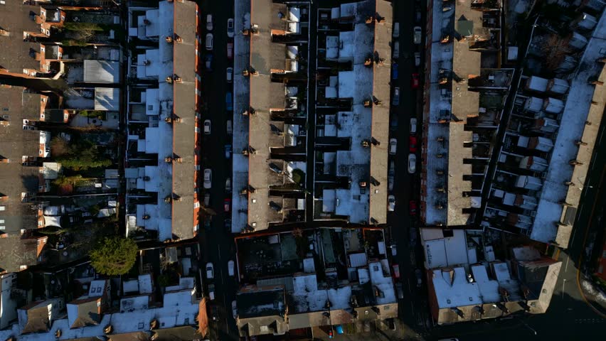 Drone Aerial Of Residential Neighborhood In Chester, England, Winter | Shutterstock HD Video #1099965519
