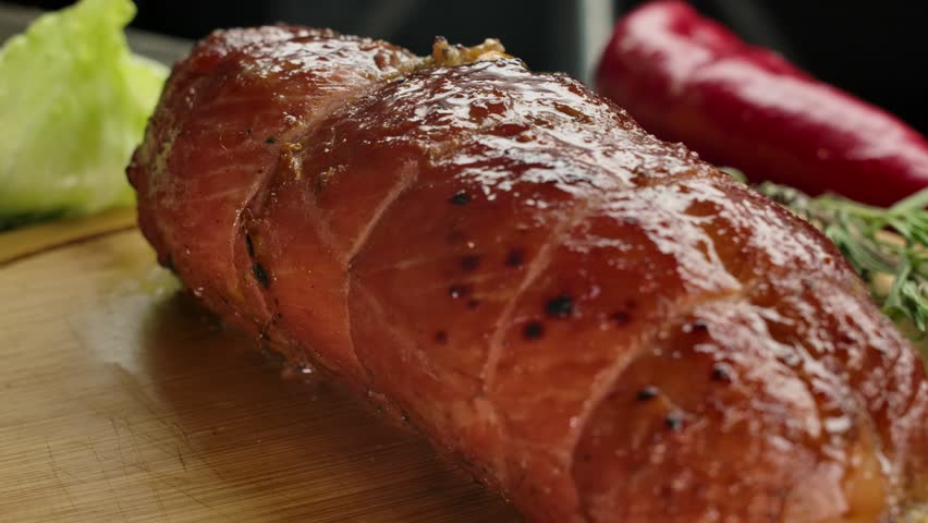 Panorama of a delicious boiled pork that I just got out of the oven | Shutterstock HD Video #1099966065