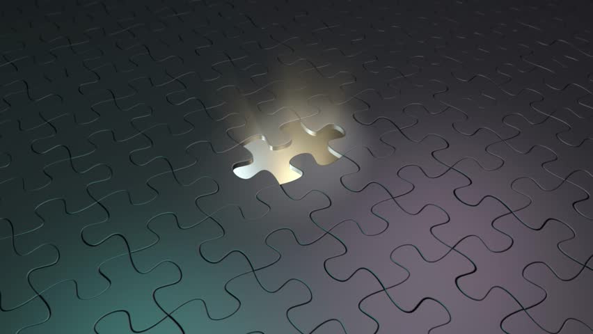 Finishing jigsaw puzzle - Final piece of the puzzle falling into place. 3d render animation Royalty-Free Stock Footage #1099966493