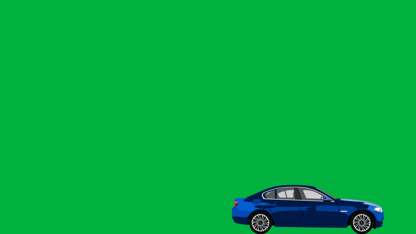 Green screen car, A automobile running in green screen mode pulls to the right on a green background