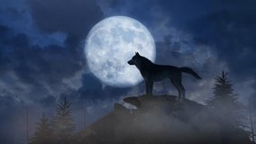 silhouette of wolf howling at the full moon  3d render - Powered by Shutterstock - Get 15% off with code: PIKWIZARD15