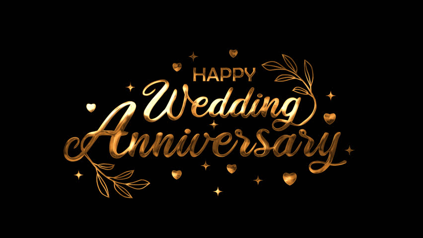 Happy Wedding Anniversary Handwritten Animated Text in gold color.Suitable for Greeting cards, birthday cards, invitation cards, Celebrations, parties, holidays, wish you a merry | Shutterstock HD Video #1099975039