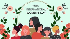 women's day video, international women's day video, vector animation, vector video.
